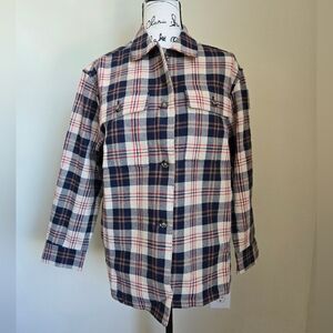 Tuckernuck Shirt Jacket Womens XS Cream Plaid Ranch